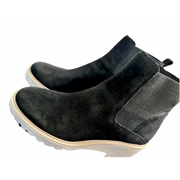 Dolce Vita Womens Haddie Chelsea Boots Black‎ Leather Lug Sole Ankle Slip On 9M - Picture 3 of 13